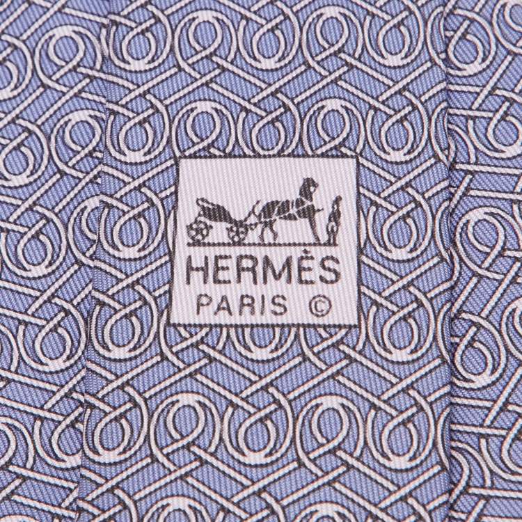 Pre Owned Hermès Purple Printed Silk Classic Tie