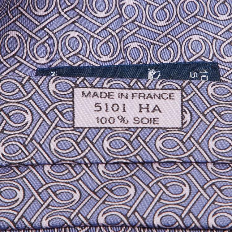 Pre Owned Hermès Purple Printed Silk Classic Tie