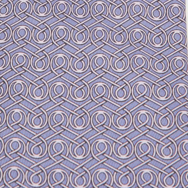 Pre Owned Hermès Purple Printed Silk Classic Tie