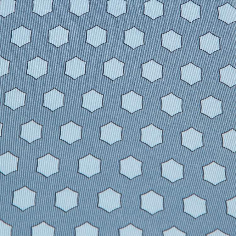 Pre Owned Hermes Blue Hexagon Print Silk Tie