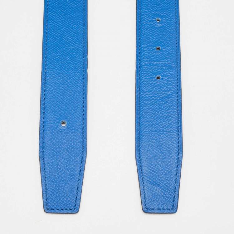 Pre Owned Hermès Bleu France/Noir Epsom Leather Belt Strap 95 CM