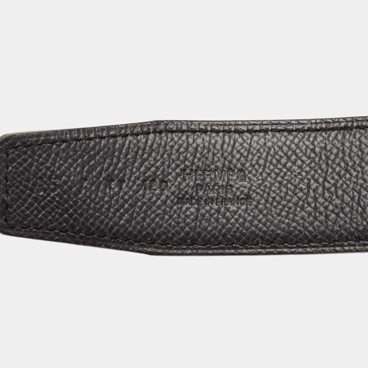 Pre Owned Hermès Bleu France/Noir Epsom Leather Belt Strap 95 CM