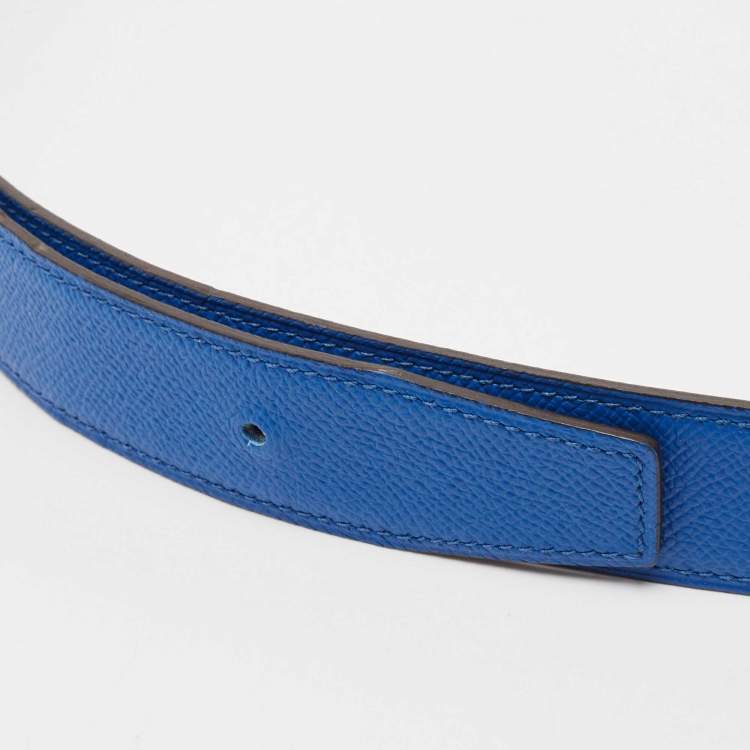 Pre Owned Hermès Bleu France/Noir Epsom Leather Belt Strap 95 CM