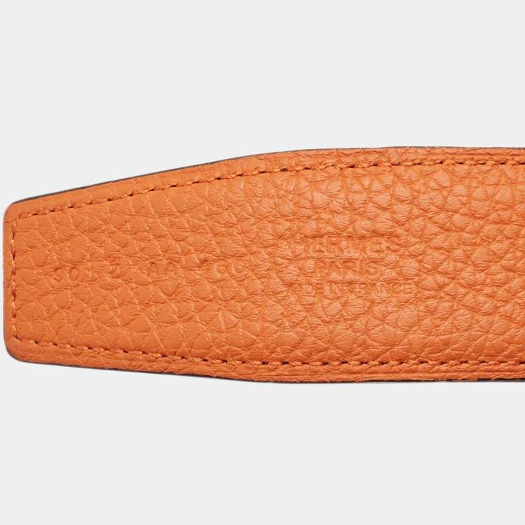 Pre Owned Hermès Orange/Noir Togo and Box Leather Reversible Belt Strap 90 CM