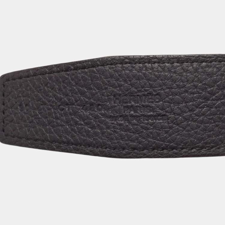 Pre Owned Hermès Bleu Minuit/Noir Togo and Swift Leather Reversible Belt Strap 90 CM