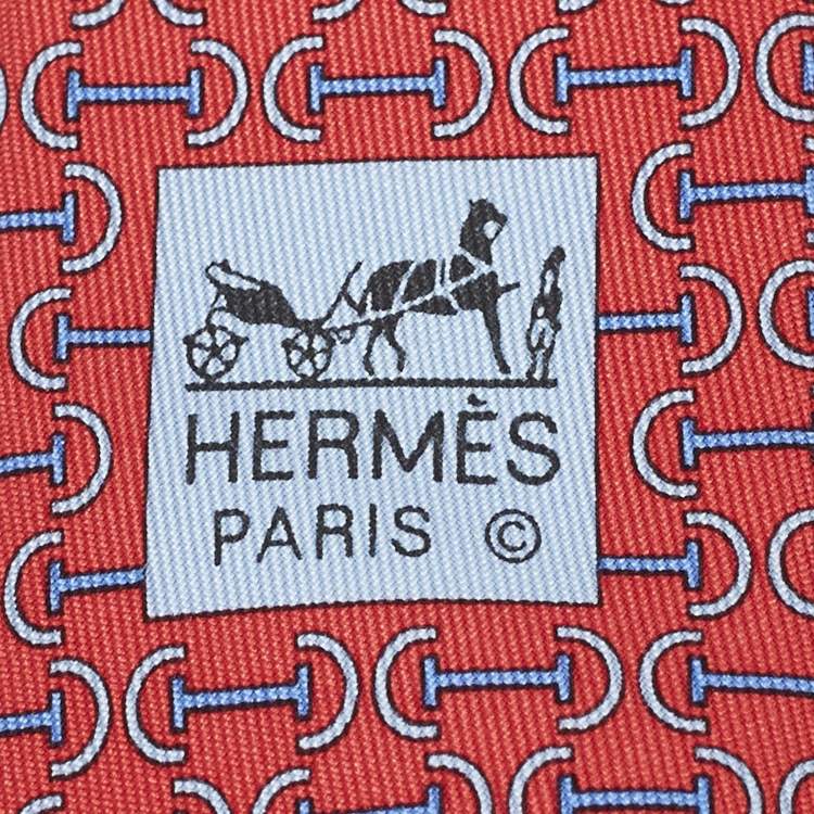 Pre Owned Hermès Red Printed Silk Classic Tie 