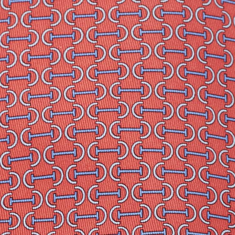 Pre Owned Hermès Red Printed Silk Classic Tie 