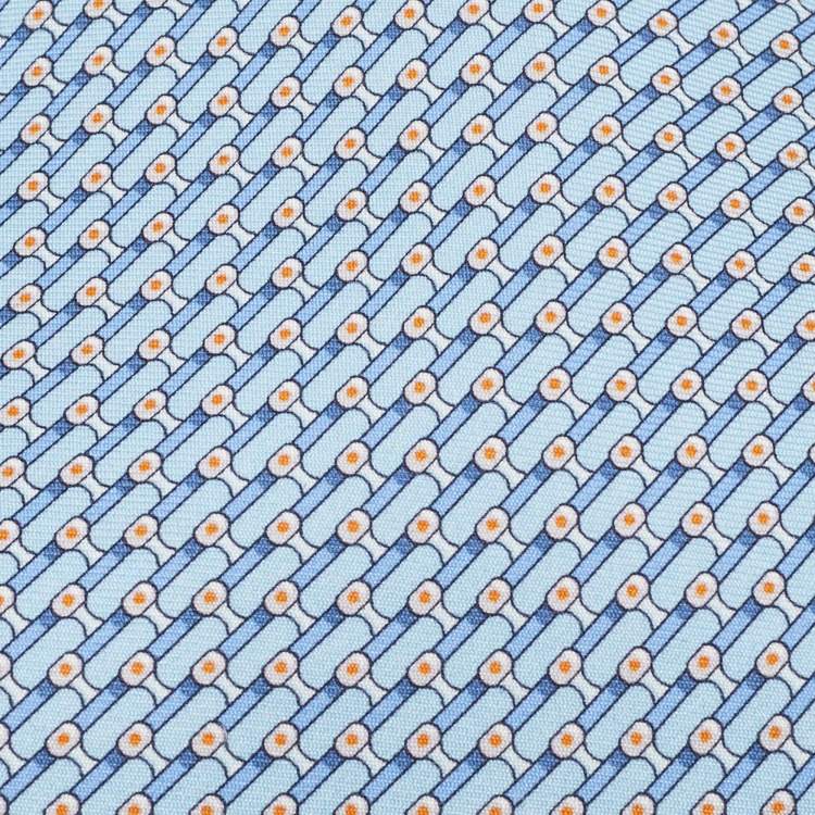 Pre Owned Hermes Blue Printed Silk Tie 