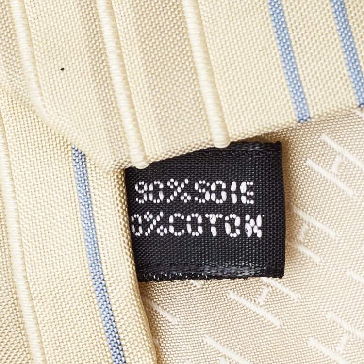 Pre Owned Hermes Cream Striped Cotton Blend Tie 
