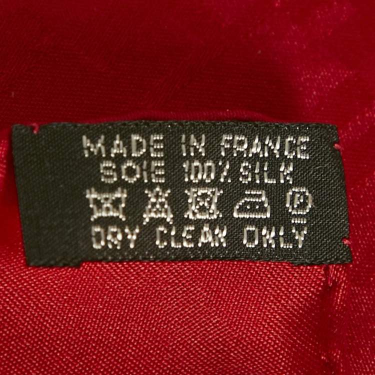 Pre Owned Hermes Red Silk H Silk Pocket Square 