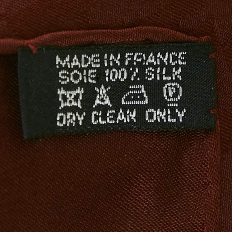 Pre Owned Hermes Brown Silk H Pocket Square 