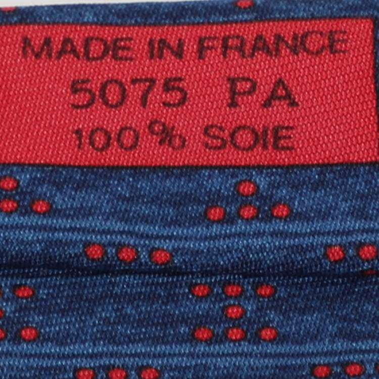 مملوكة مسبقًا Hermes Blue Logo Printed Silk Tie