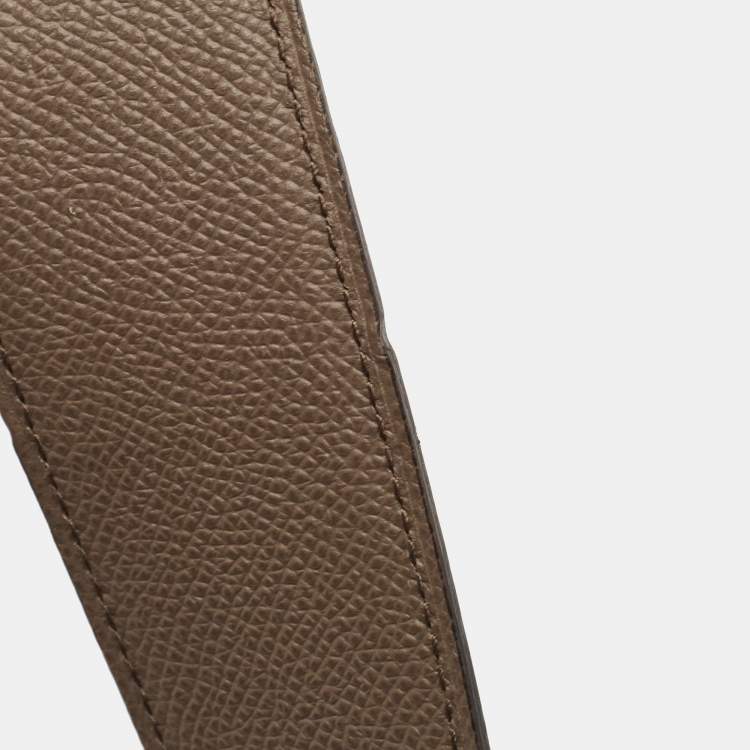 Pre Owned Hermès Gold/Etain Chamonix and Epsom Leather Brushed Constance Buckle Reversible Belt 95 CM