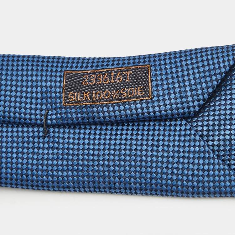 Pre Owned Hermes Blue Jacquard Silk Saint-Honore Tie 