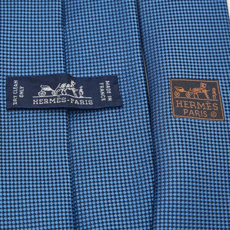 Pre Owned Hermes Blue Jacquard Silk Saint-Honore Tie 