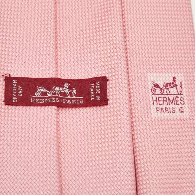 Pre Owned Hermes Pink Jacquard Silk Saint-Honore Tie 