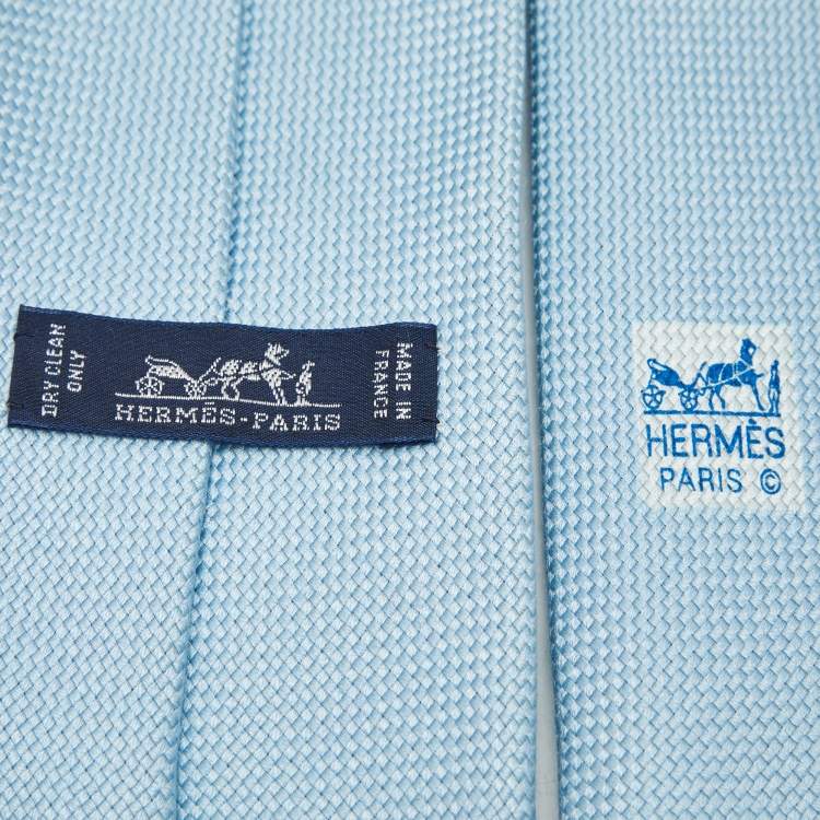 Pre Owned Hermès Light Blue Jacquard Silk Saint-Honore Tie