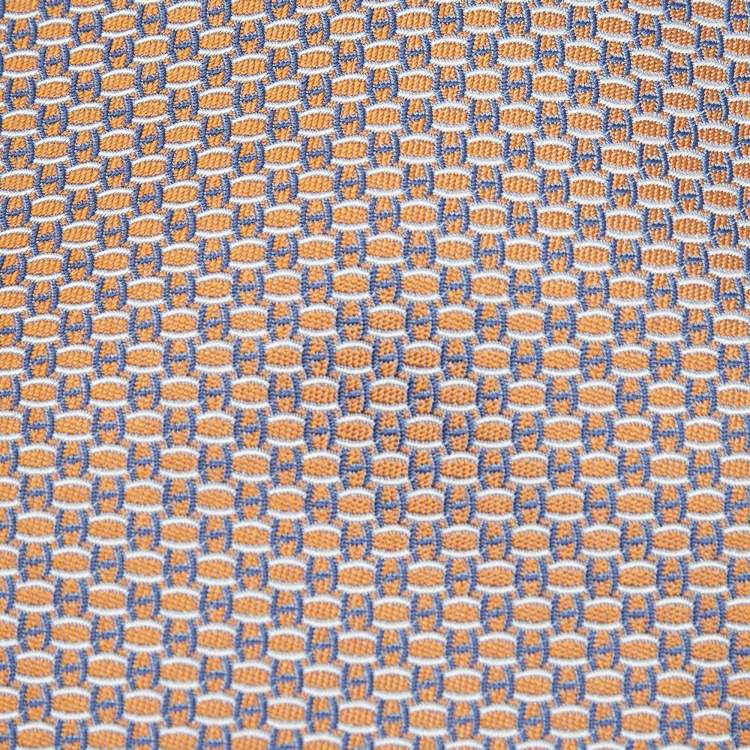 Pre Owned Hermès Orange/Blue H Pattern Silk Tie