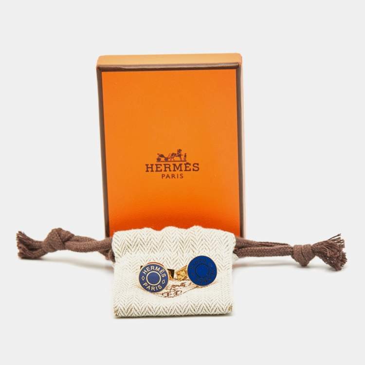 Pre Owned Hermes Licol 2 Enamel Gold Plated Cufflinks