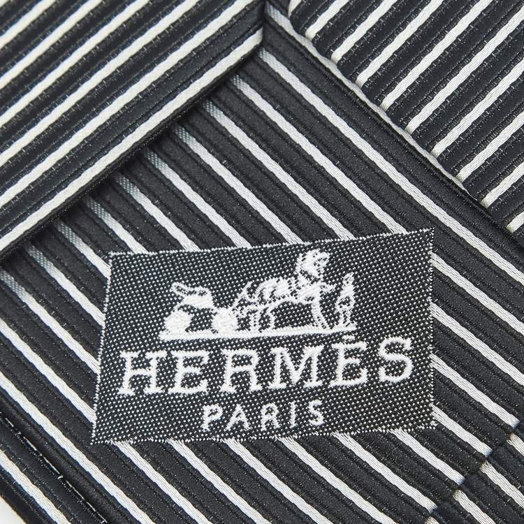 Pre Owned Hermès Monochrome Striped Classic Tie