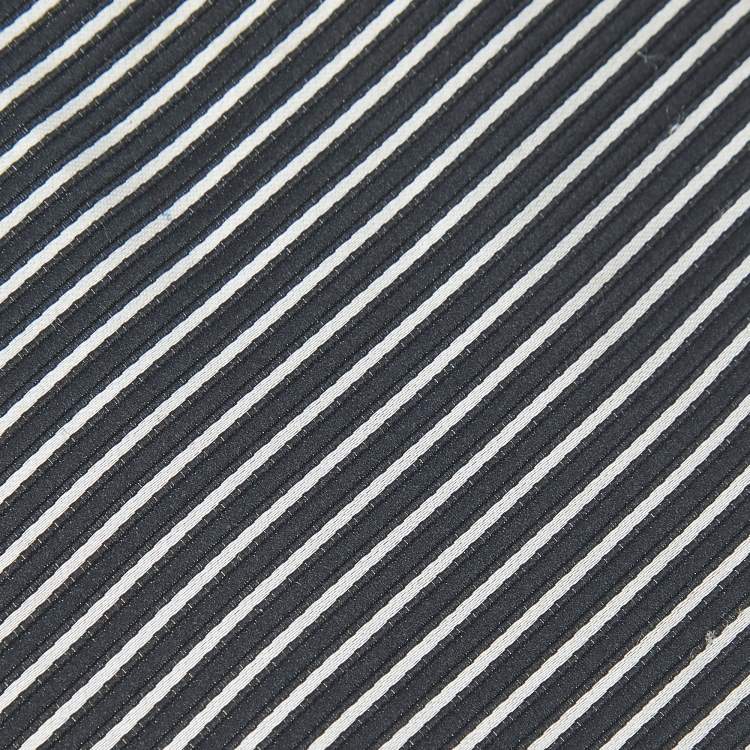 Pre Owned Hermès Monochrome Striped Classic Tie