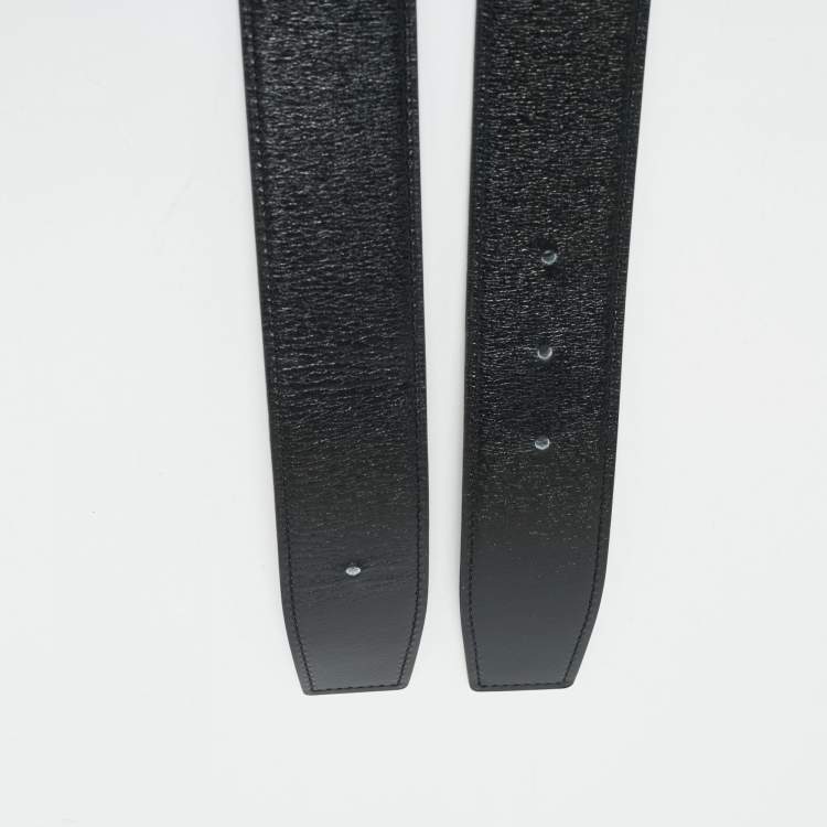 Pre Owned Hermes Noir/Chocolat Box and Chamonix Leather Reversible Belt Strap 100 CM