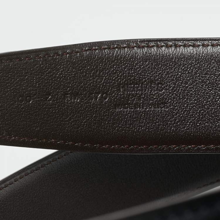 Pre Owned Hermes Noir/Chocolat Box and Chamonix Leather Reversible Belt Strap 100 CM
