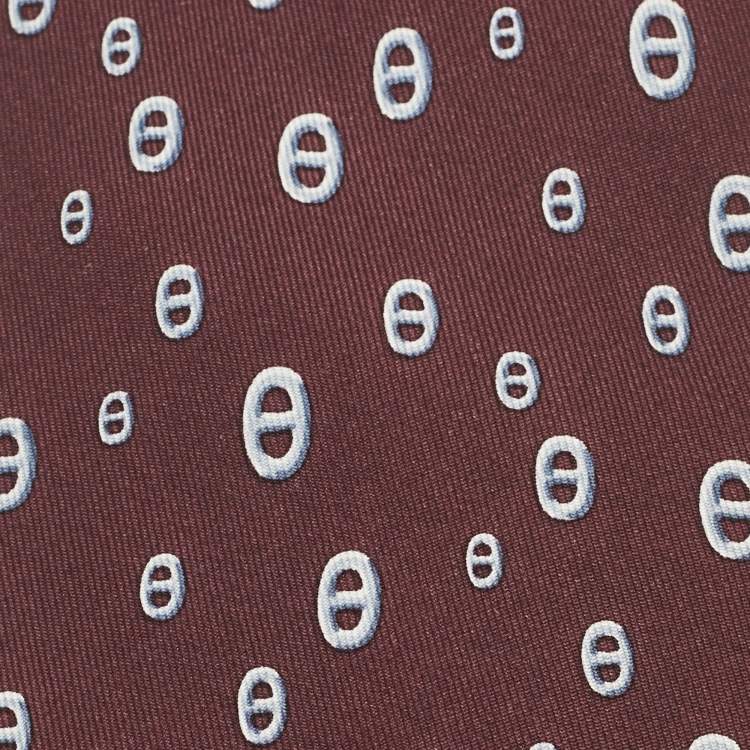Pre Owned Hermès Purple Print Silk Traditional Tie 