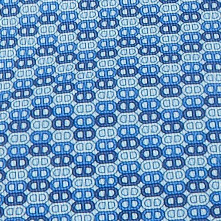 Pre Owned Hermes Blue Print Silk Tie