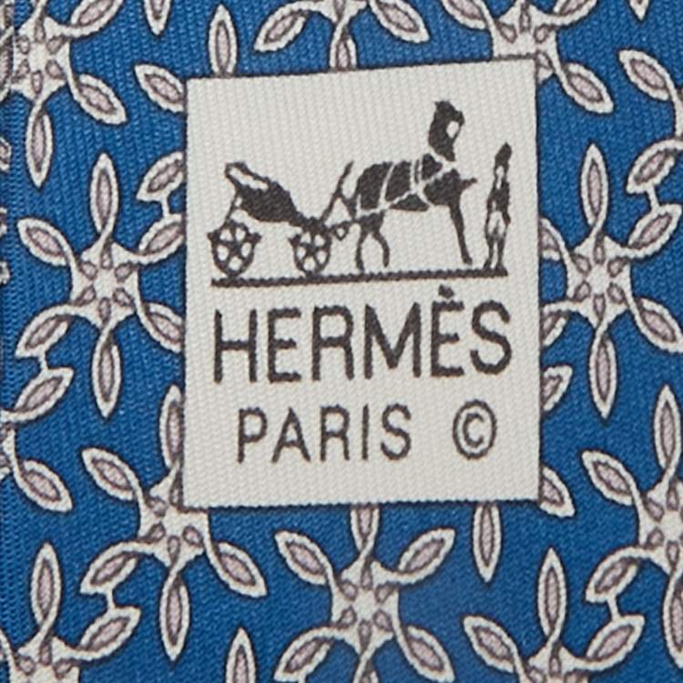 Pre Owned Hermès Blue Print Silk Tie