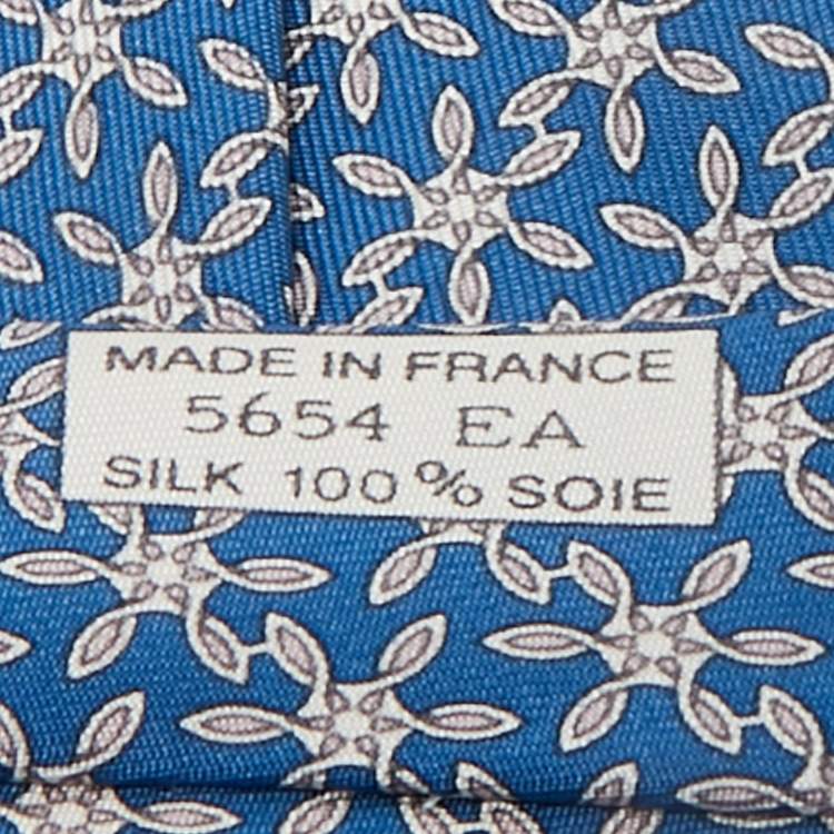 Pre Owned Hermès Blue Print Silk Tie