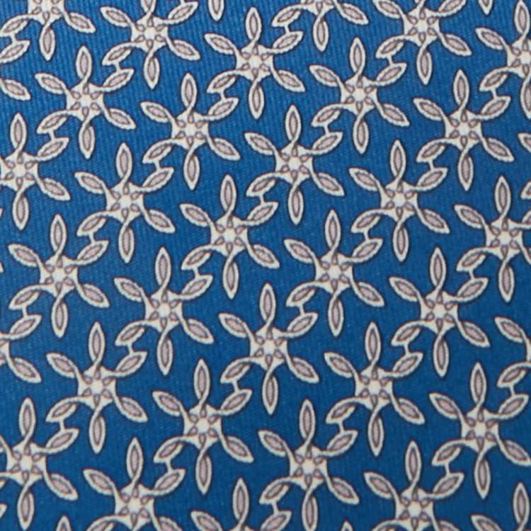 Pre Owned Hermès Blue Print Silk Tie