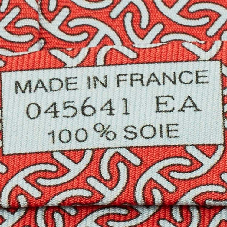 Pre Owned Hermès Red Printed Silk Traditional Tie 