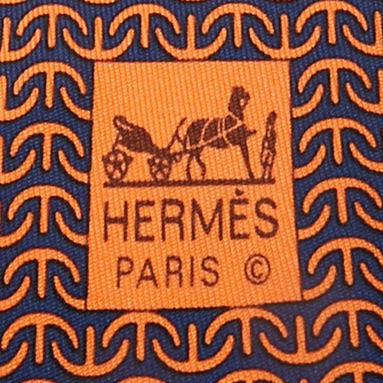 Pre Owned Hermès Orange Printed Silk Tie