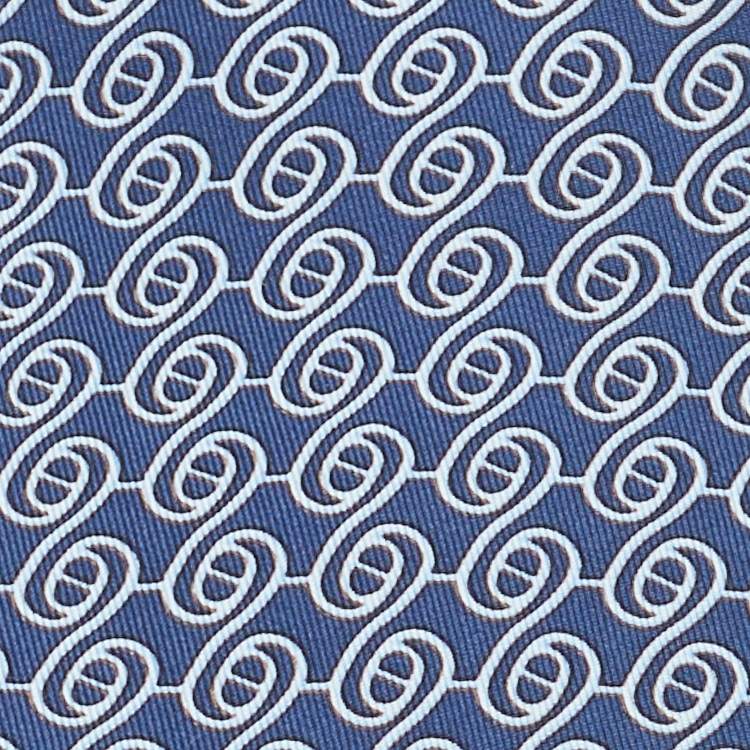Pre Owned Hermès Blue Printed Silk Tie