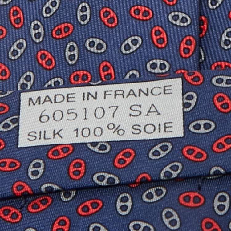 Pre Owned Hermès Blue Silk Petits Maillons Tie