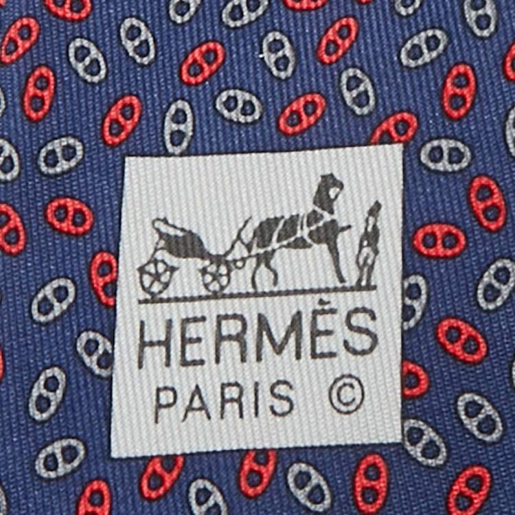 Pre Owned Hermès Blue Silk Petits Maillons Tie
