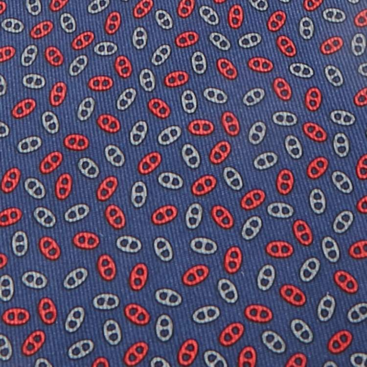 Pre Owned Hermès Blue Silk Petits Maillons Tie