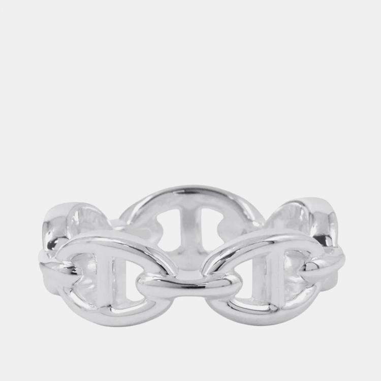 Pre Owned Hermes Chaine D'Ancre Silver 925 Ring PM EU 54