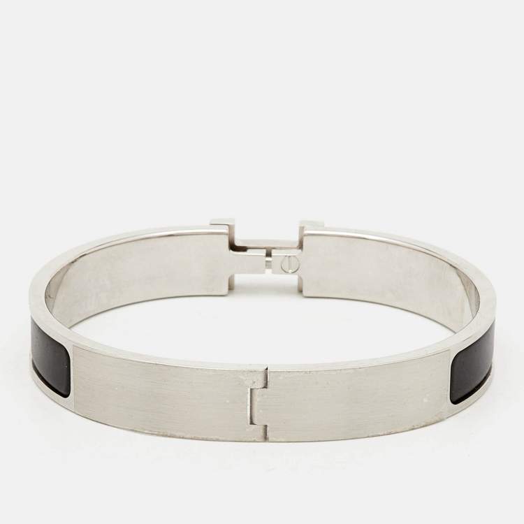 Pre Owned Hermès Clic HH Matte Enamel Palladium Plated Bracelet