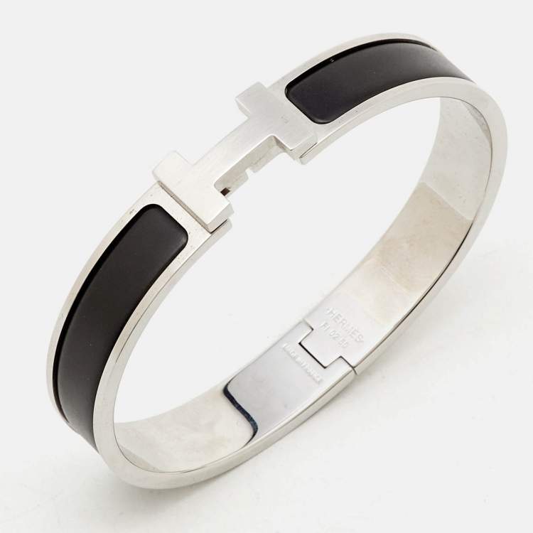 Pre Owned Hermès Clic HH Matte Enamel Palladium Plated Bracelet