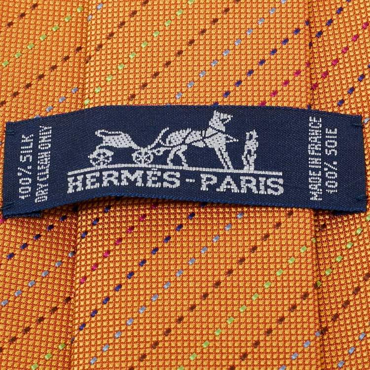 Pre Owned Hermès Yellow Patterned Silk Tie 