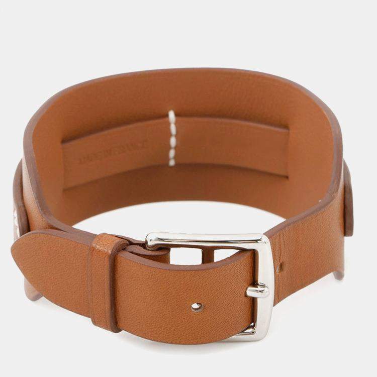 Pre Owned Hermes EtriviRe Babor Bracelet Size T5 Gold Tadelakt Leather