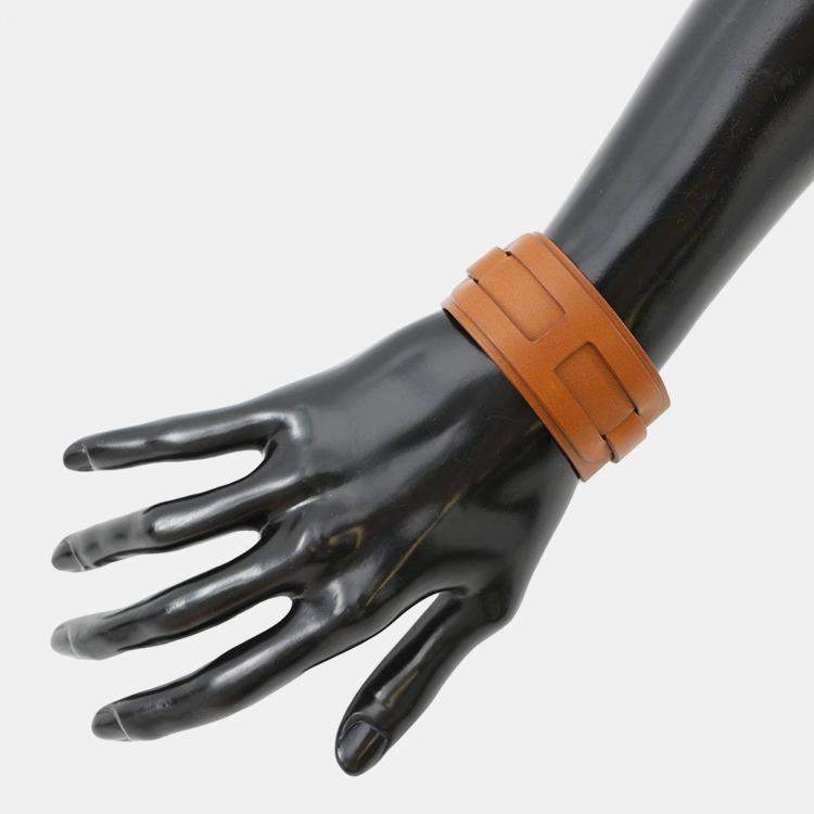 Pre Owned Hermes EtriviRe Babor Bracelet Size T5 Gold Tadelakt Leather