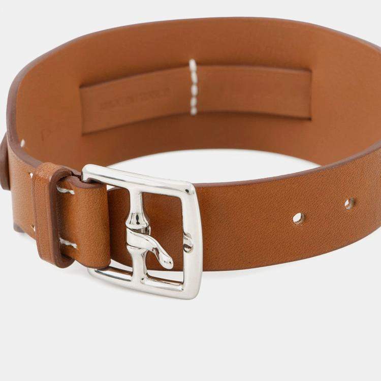 Pre Owned Hermes EtriviRe Babor Bracelet Size T5 Gold Tadelakt Leather