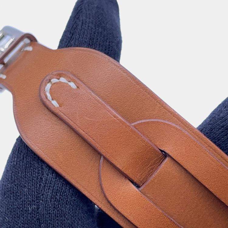 Pre Owned Hermes EtriviRe Babor Bracelet Size T5 Gold Tadelakt Leather