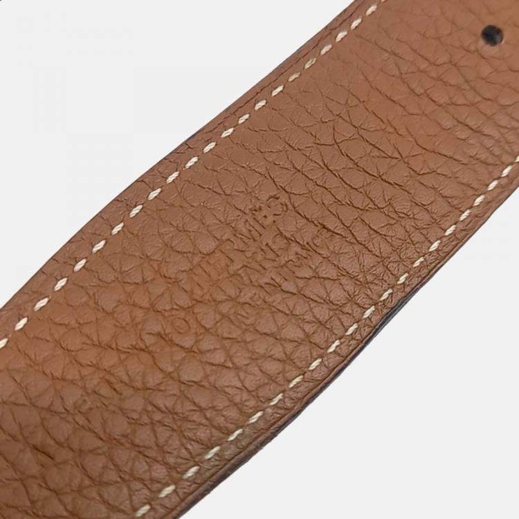 Pre Owned Hermes Black/Brown Leather H Reversible Belt 