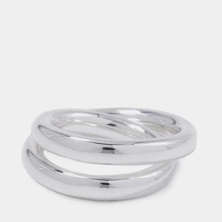 Pre Owned Hermes Caba Cityslide Clutchertige Ring Size 54/#14 Silver Sv925