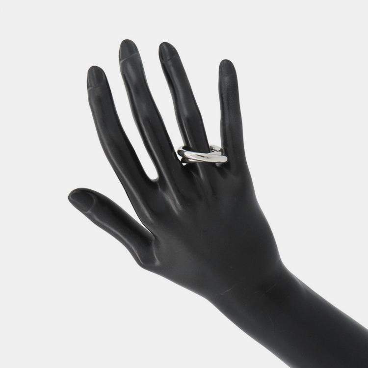 Pre Owned Hermes Caba Cityslide Clutchertige Ring Size 54/#14 Silver Sv925