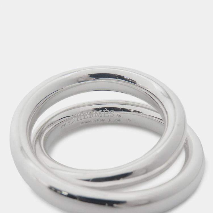 Pre Owned Hermes Caba Cityslide Clutchertige Ring Size 54/#14 Silver Sv925